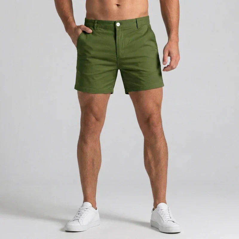 Męskie szorty chino slim fit z dopasowanym pasem
