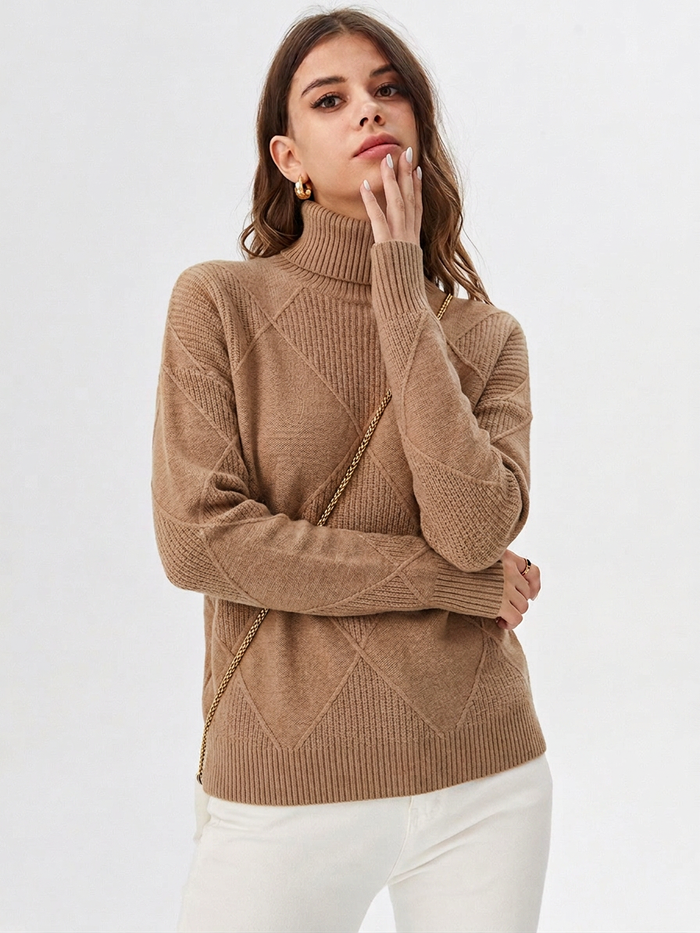 Damski Sweter z Golfem Żebrowany Oversized