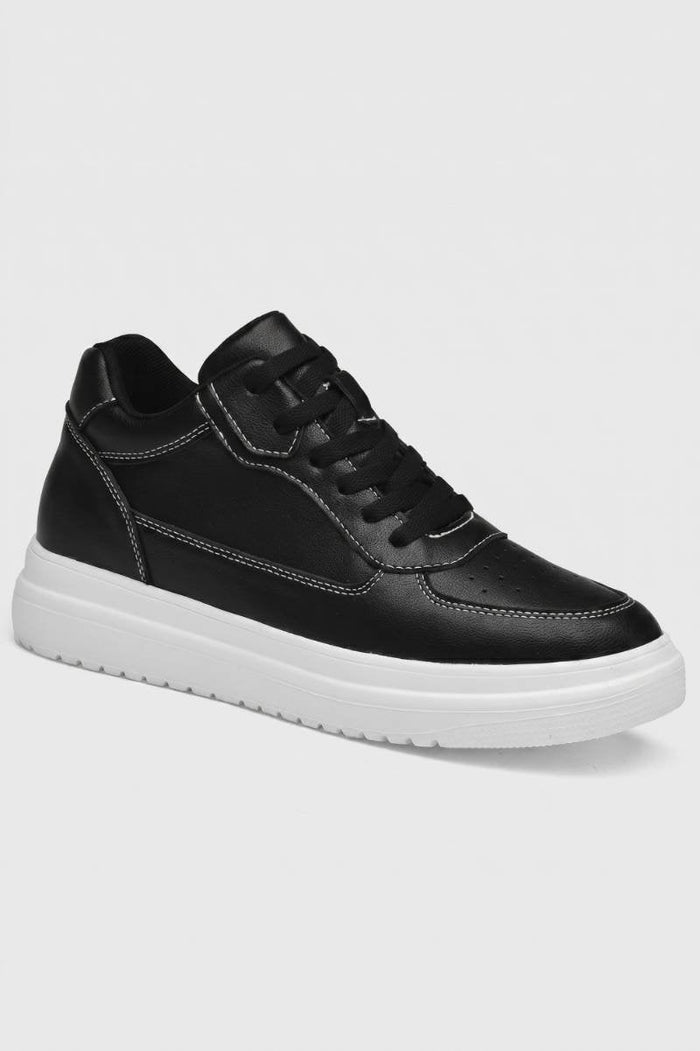 Męskie Sneakersy na Platformie z Kontrastowym Szyciem i Sznurowaniem