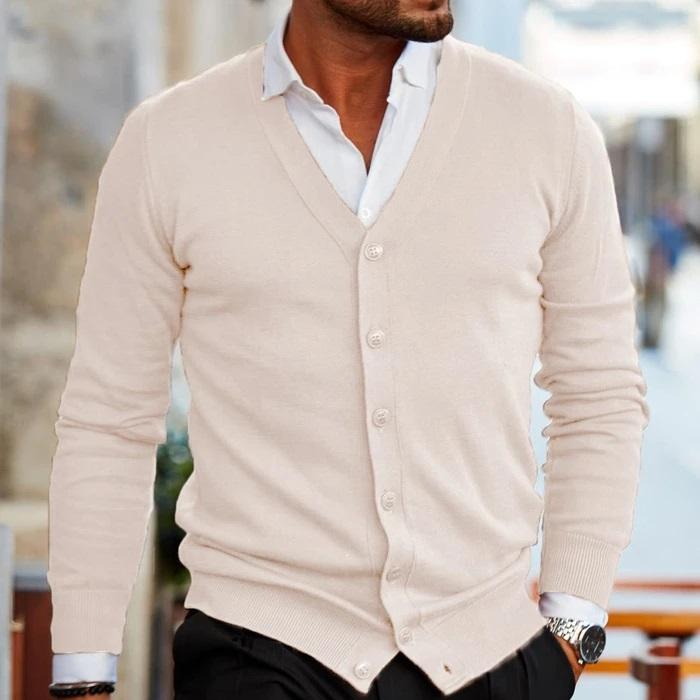 Męski Casual Kardigan V Neck Z Zapięciem Komfortowy Miękki Dzianinowy Elegancki Casual Na Co Dzień