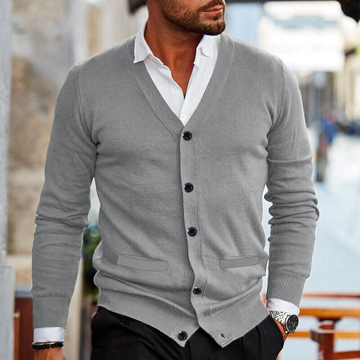 Męski Casual Kardigan V Neck Z Zapięciem Komfortowy Miękki Dzianinowy Elegancki Casual Na Co Dzień