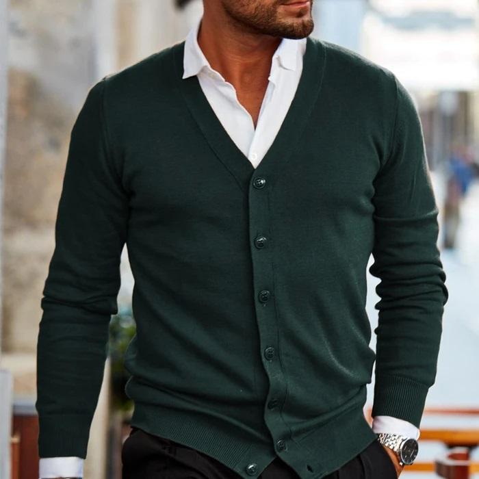 Męski Casual Kardigan V Neck Z Zapięciem Komfortowy Miękki Dzianinowy Elegancki Casual Na Co Dzień