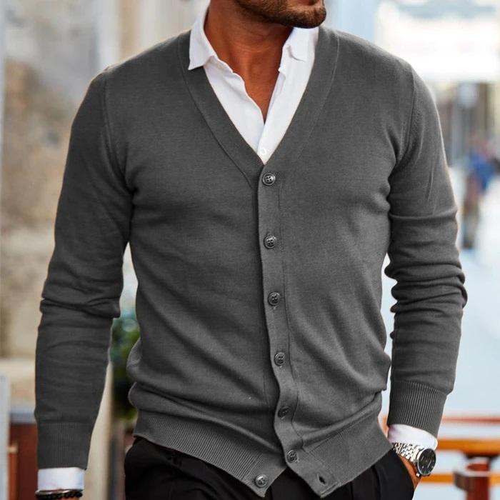 Męski Casual Kardigan V Neck Z Zapięciem Komfortowy Miękki Dzianinowy Elegancki Casual Na Co Dzień