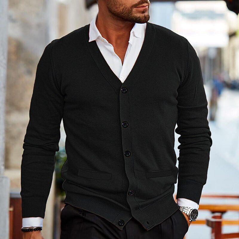 Męski Casual Kardigan V Neck Z Zapięciem Komfortowy Miękki Dzianinowy Elegancki Casual Na Co Dzień