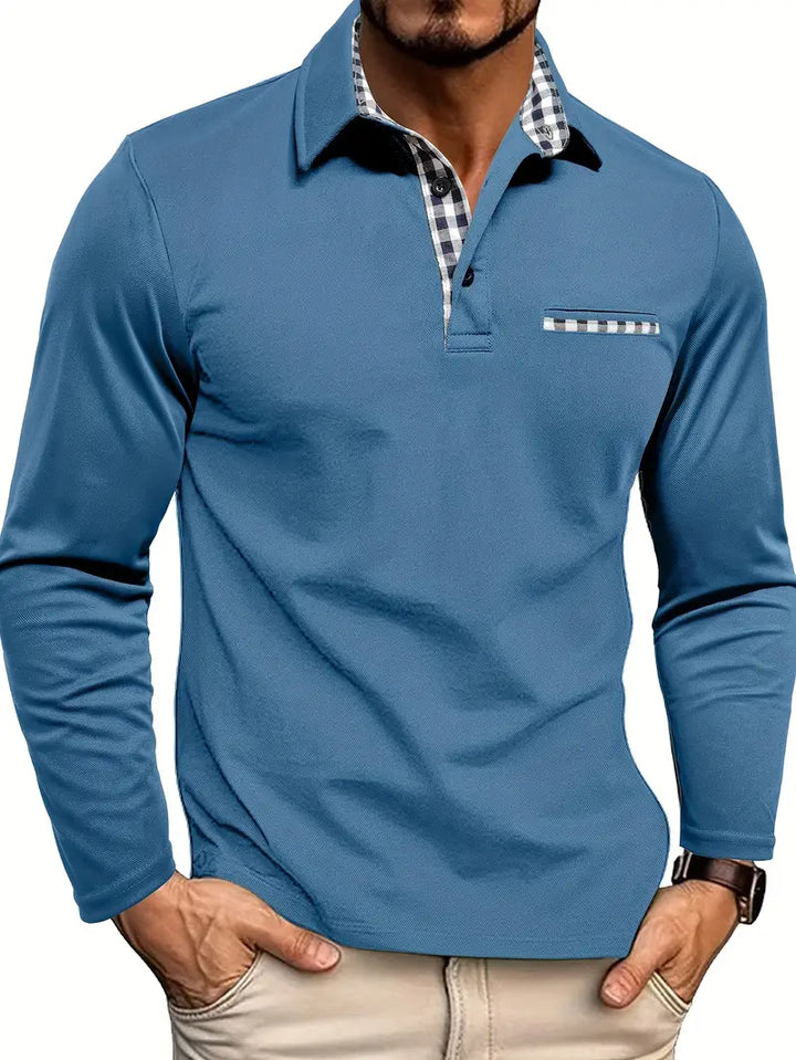 Męska koszulka polo z długim rękawem Wygodna mieszanka bawełny Smart Casual Codzienna Wszechstronna Klasyczna Góra