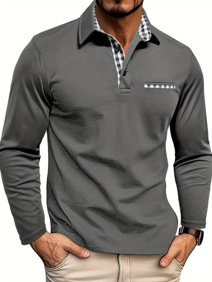 Męska koszulka polo z długim rękawem Wygodna mieszanka bawełny Smart Casual Codzienna Wszechstronna Klasyczna Góra