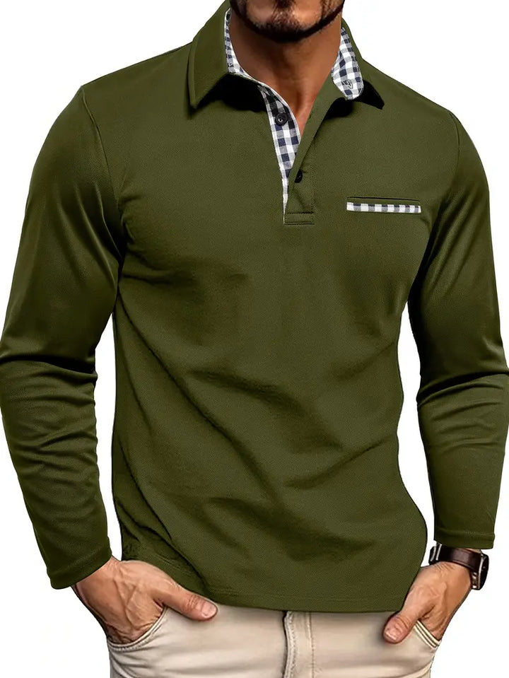 Męska koszulka polo z długim rękawem Wygodna mieszanka bawełny Smart Casual Codzienna Wszechstronna Klasyczna Góra