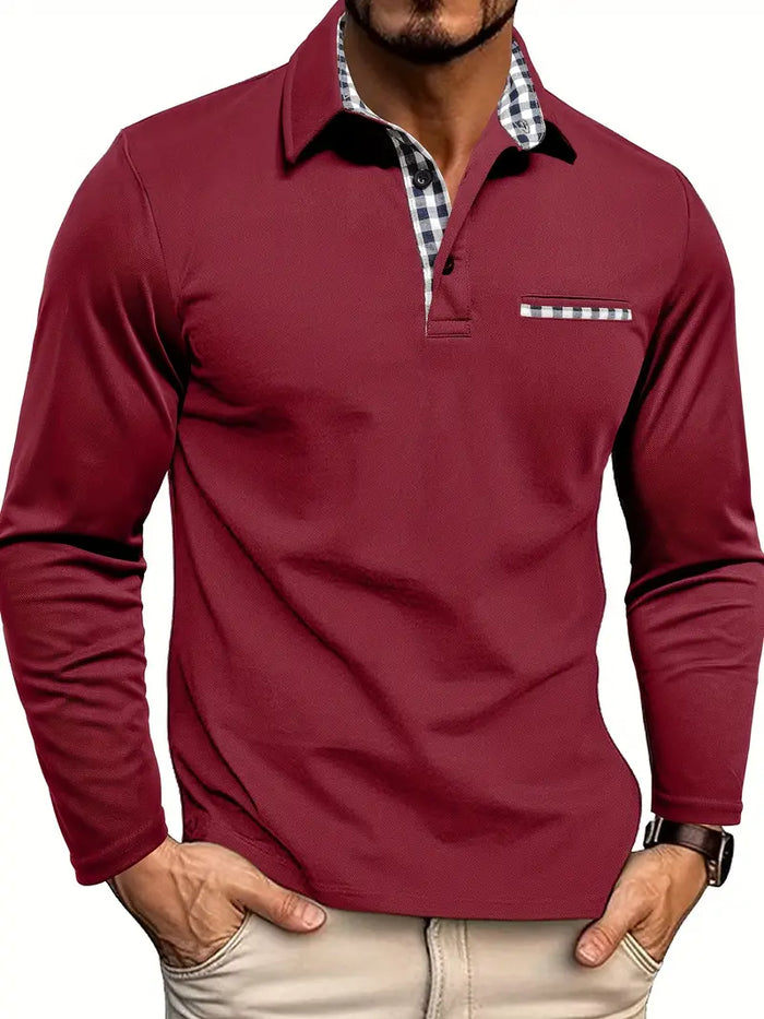 Męska koszulka polo z długim rękawem Wygodna mieszanka bawełny Smart Casual Codzienna Wszechstronna Klasyczna Góra