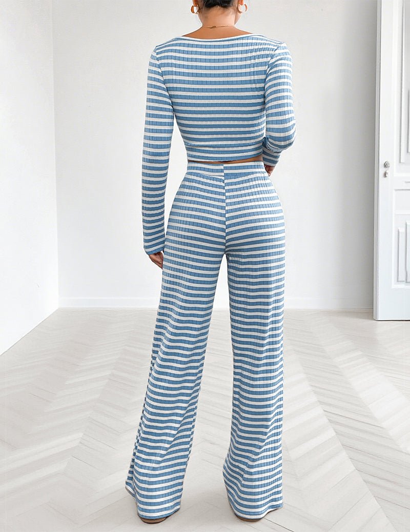 Kobiece Wydrukowane Długie Rękawy Crop Top Zestaw Lounge