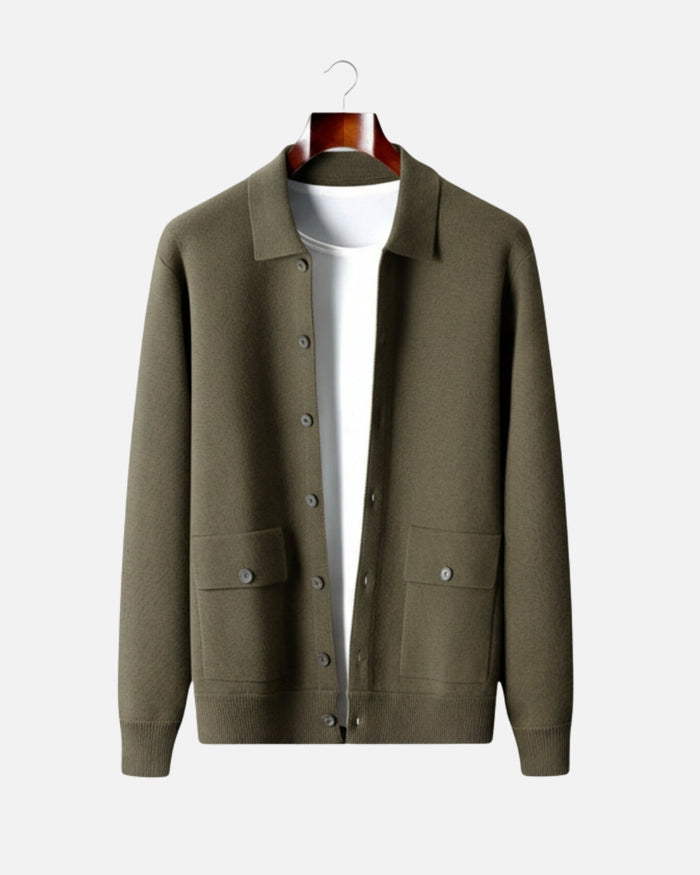 Męska Koszula Overshirt z Kołnierzem i Kieszeniami