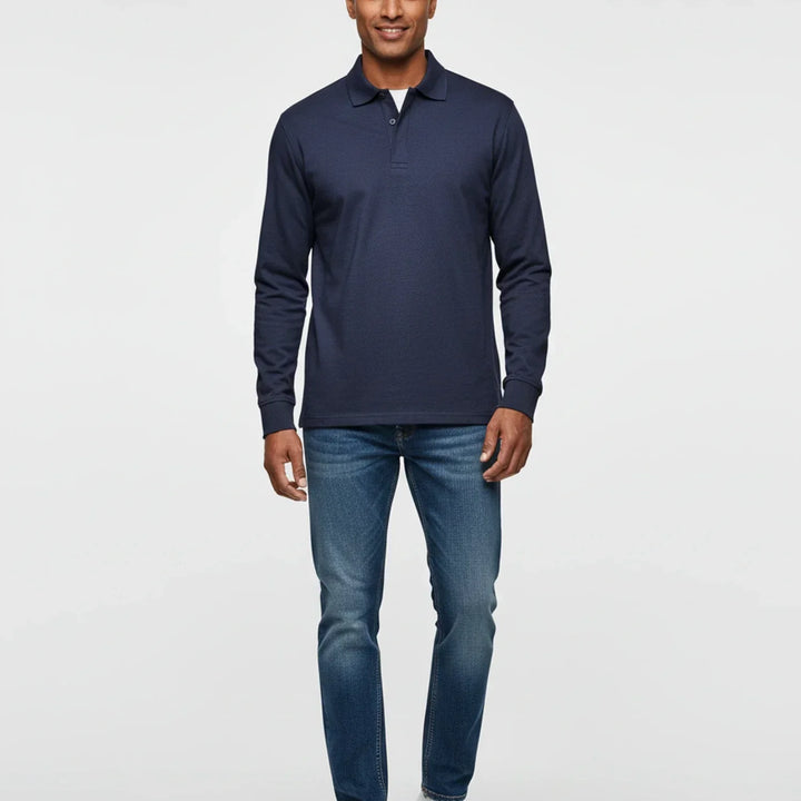 Męska koszulka polo z długim rękawem – Elegancka codzienna odzież do biura i na co dzień