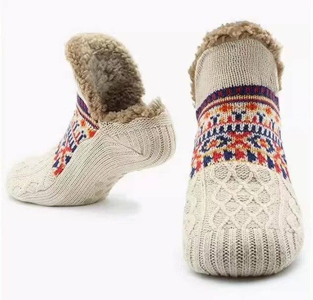 Damskie Ciepłe Skarpetki Kapciowe – Antypoślizgowy Dzianinowy Styl na Zimowe Noszenie w Domu