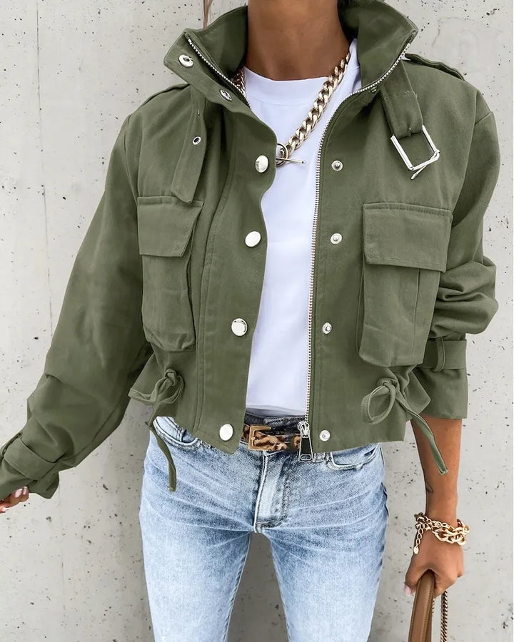 Krótkia Kurtka Bomber Damska w Stylu Miejskim Lekka Nowoczesna Codzienna Odzież Streetwear