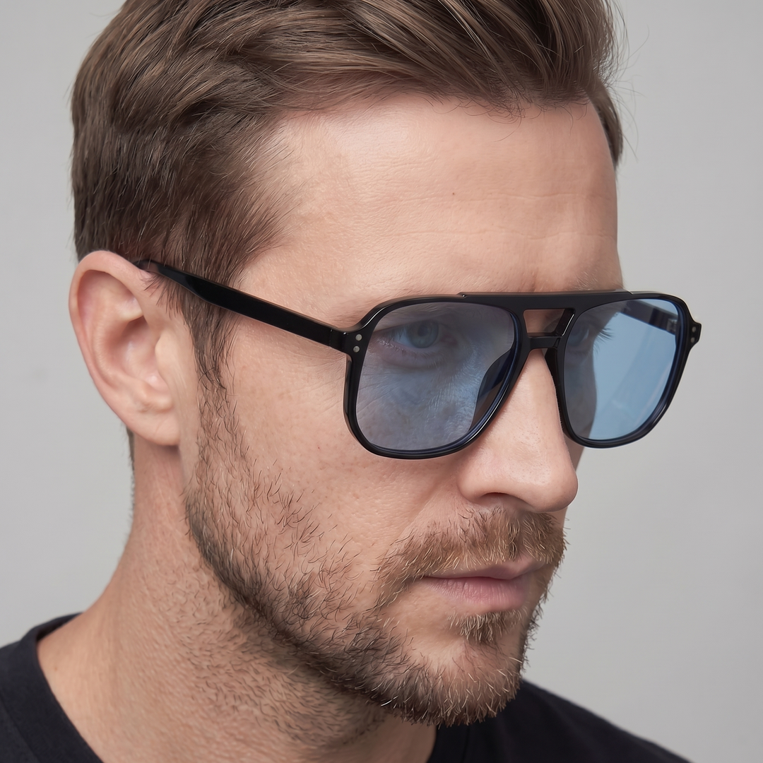 Męskie Okulary Przeciwsłoneczne w Kwadratowej Ramie, Retro Inspirowane, Nowoczesne Okulary na Zewnątrz