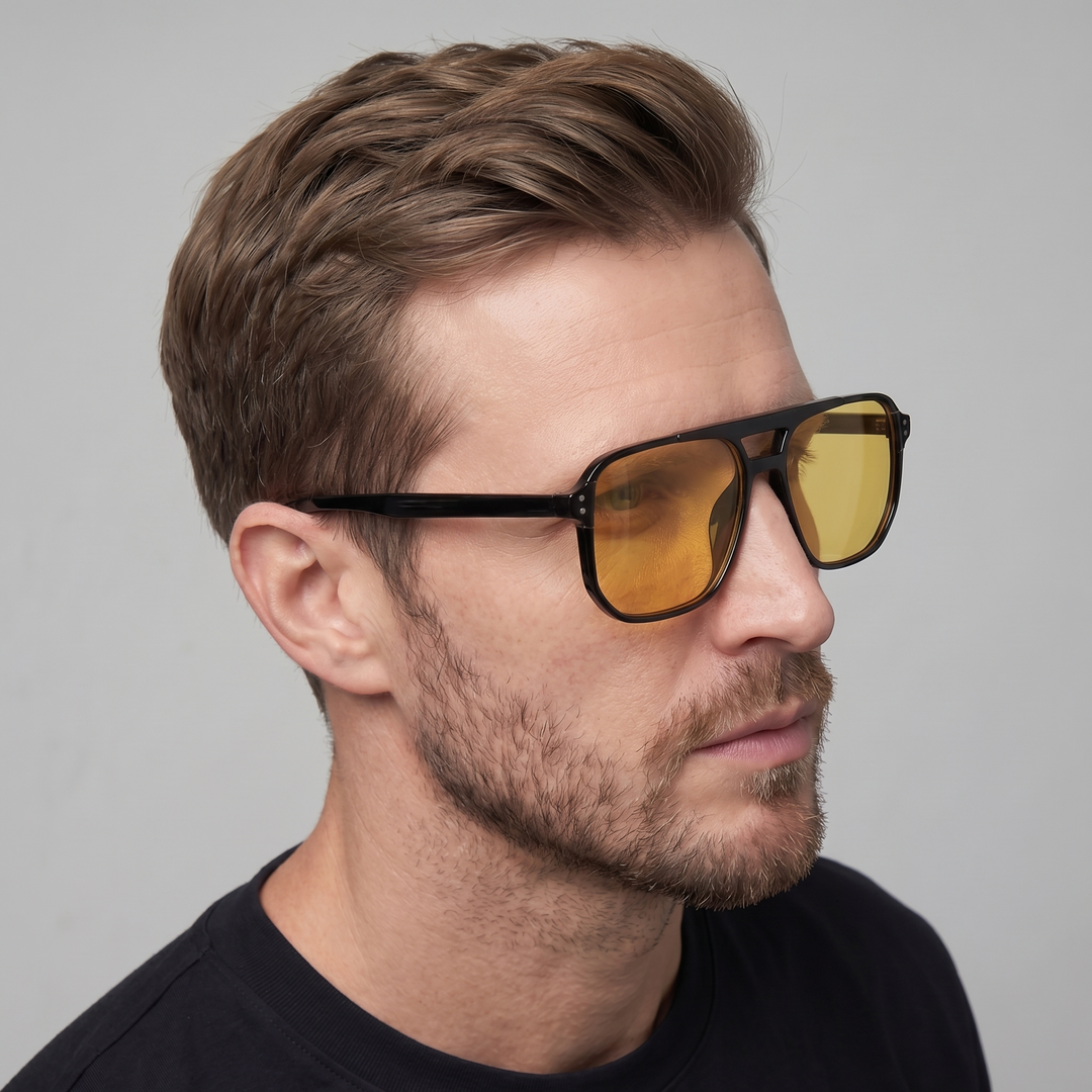 Męskie Okulary Przeciwsłoneczne w Kwadratowej Ramie, Retro Inspirowane, Nowoczesne Okulary na Zewnątrz