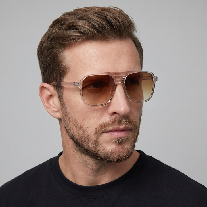 Męskie Okulary Przeciwsłoneczne w Kwadratowej Ramie, Retro Inspirowane, Nowoczesne Okulary na Zewnątrz