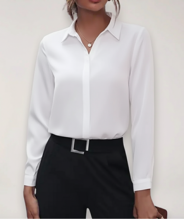 Dopasowana bluzka z guzikami dla kobiet – Lekka wiosenna koszula biurowa do smart casual
