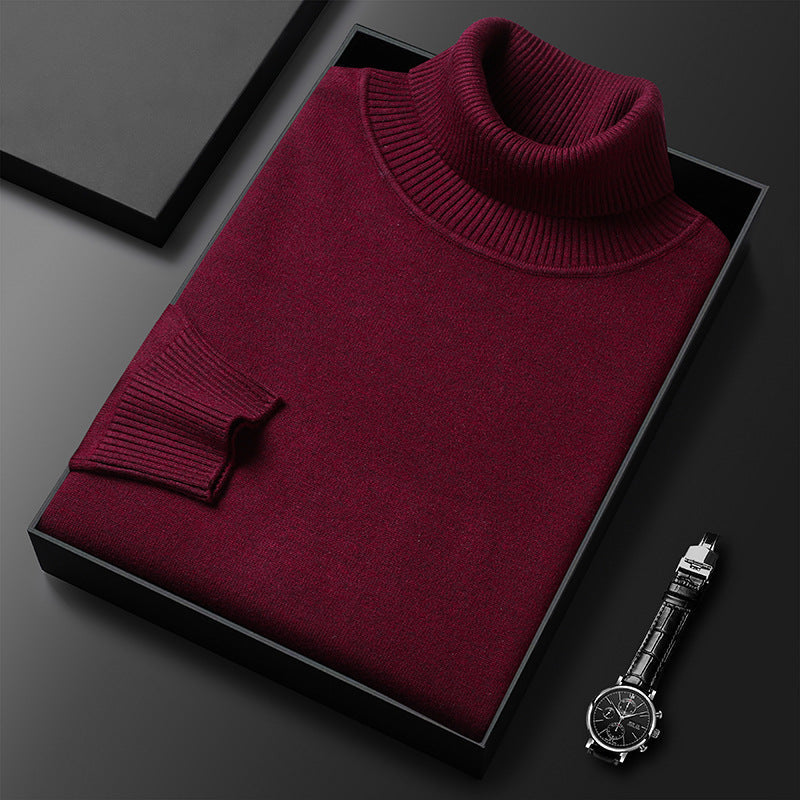 Męski Sweter z Kaszmiru z Wykończeniem w Prążki