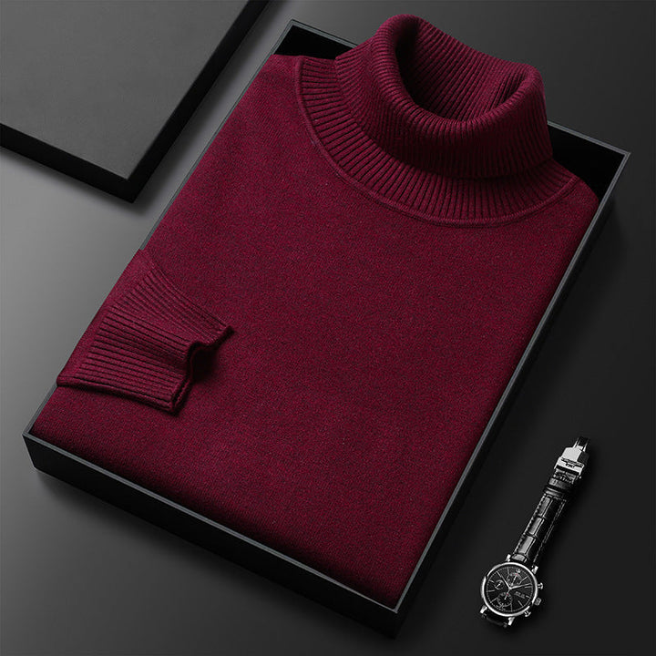 Męski Sweter z Kaszmiru z Wykończeniem w Prążki
